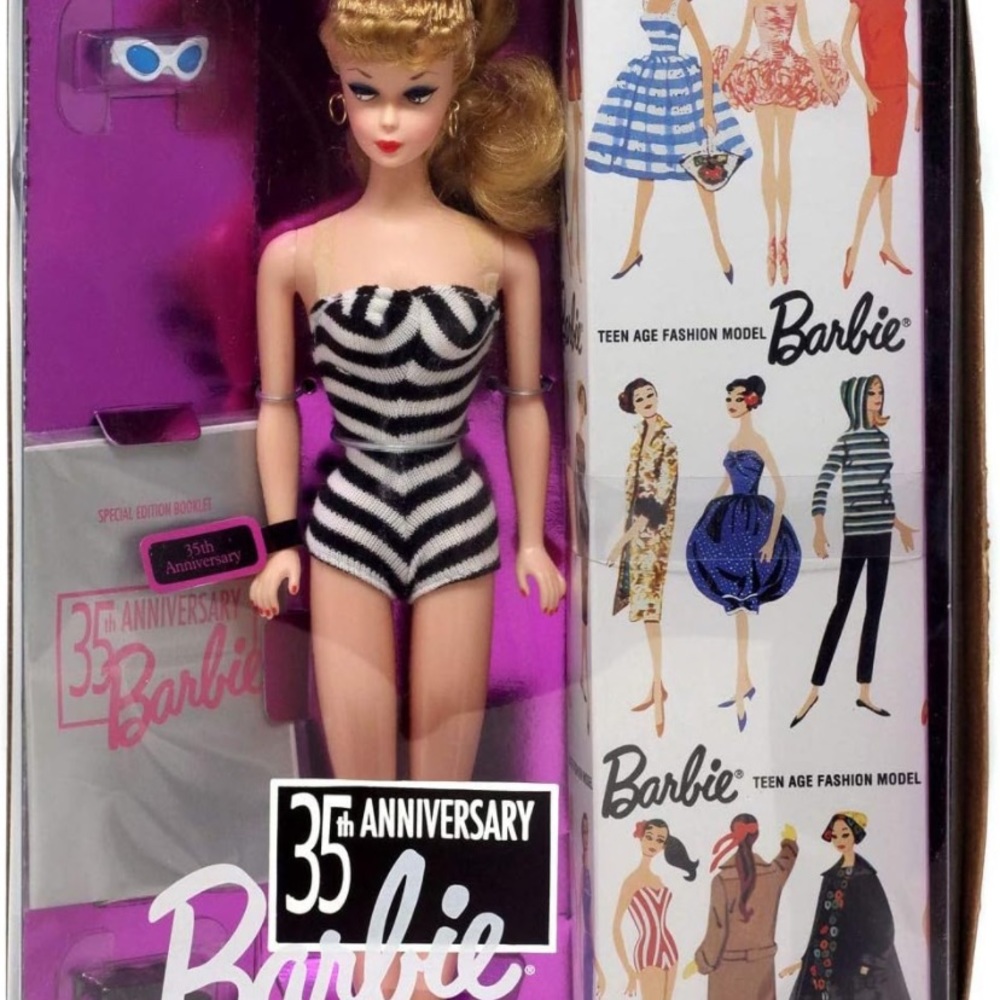 35th Anniversary Barbie nostalgic 1959 Teen Beach Barbie remake.
